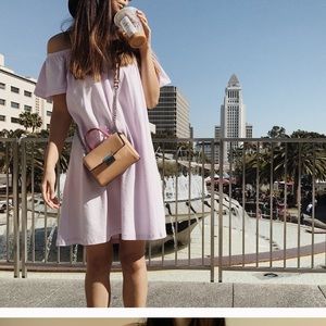 Asos purple lilac off shoulder dress